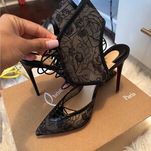 Christian Louboutin Black Lace Heels